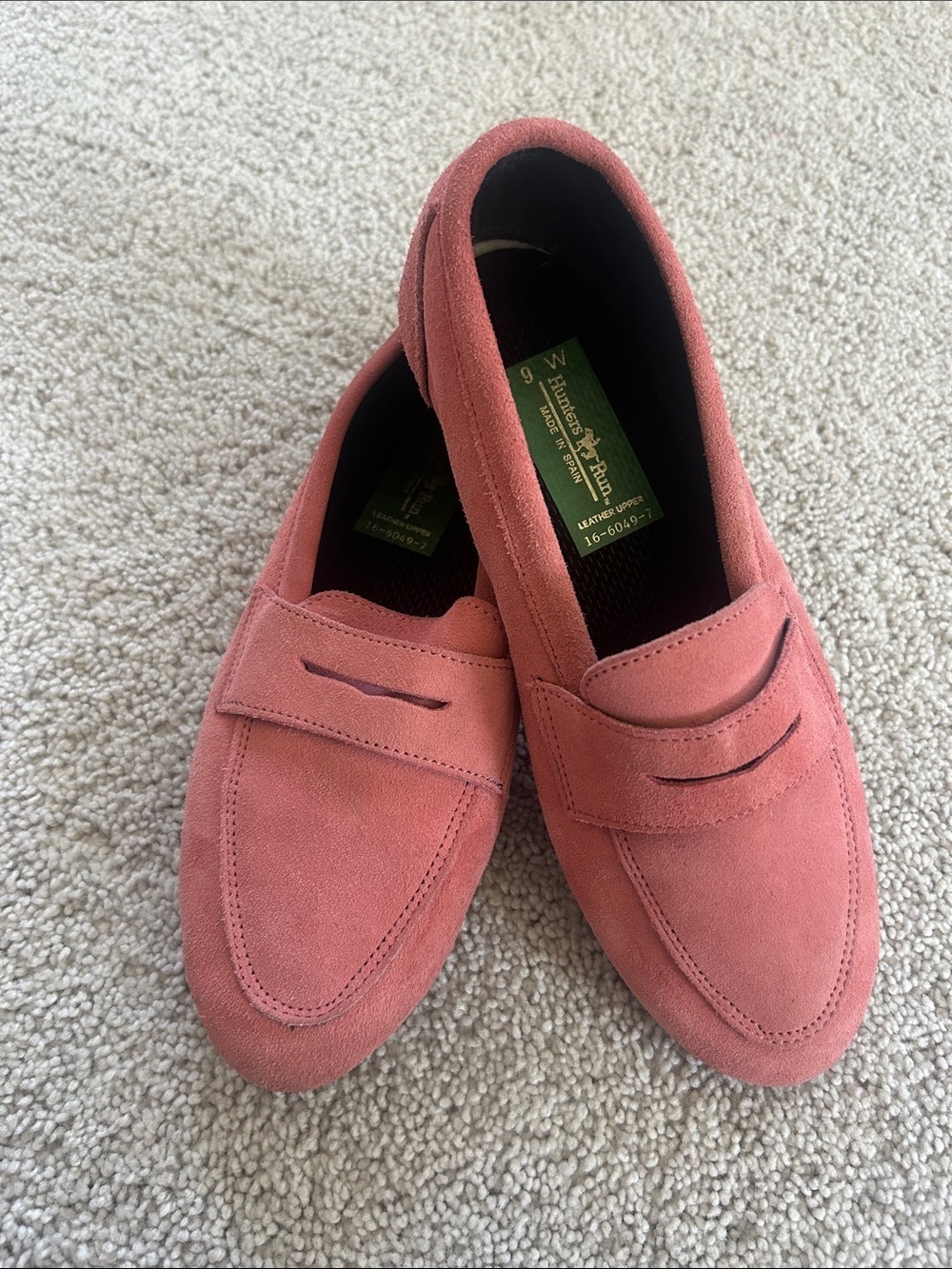 Hunters run Penny Loafer Suede Slip-On - Rose Pink- leather